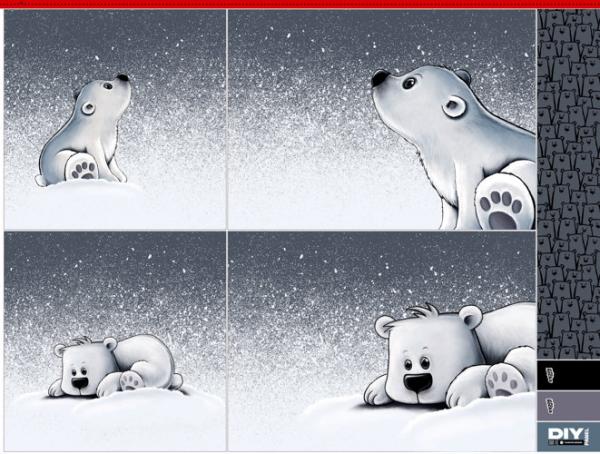 Samt Chenille Kissenpanel mit Eisbären im Schneetreiben in Grau